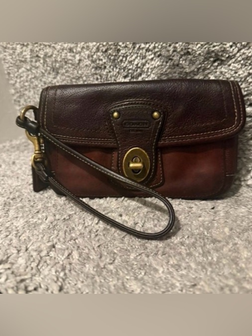 Coach Vintage Brown Leather Turnlock Flap Shoulder Bag Classic Y2K